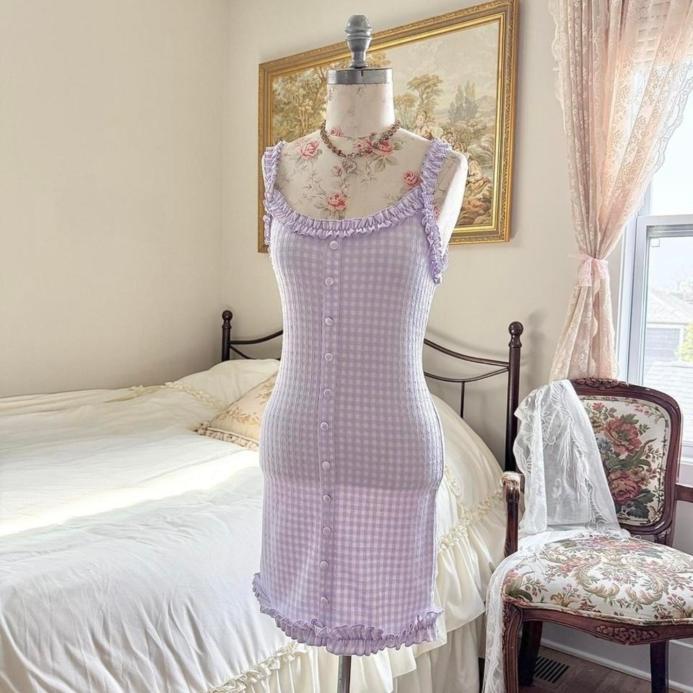 modern Forever 21 lavender gingham mini dress size medium